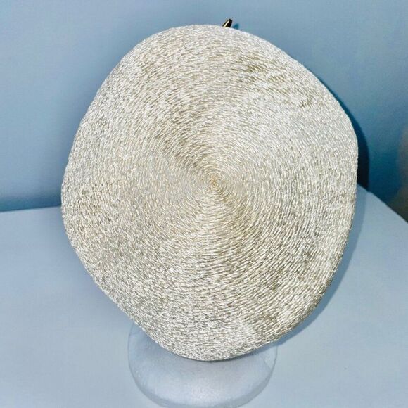 Vintage Favorette Womens Beret Hat Beige Straw Church Dress Up Theatre Party